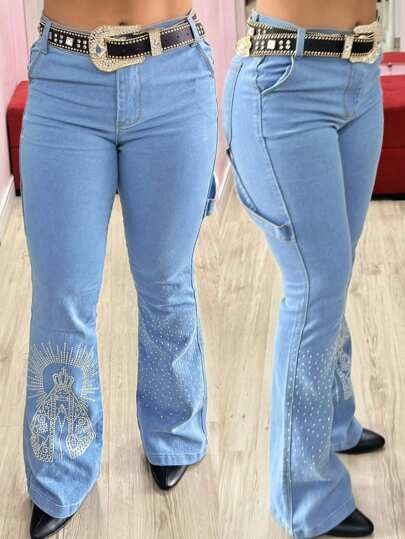 Calça Jeans Feminina Carpinteira Country Nossa Sra Aparecida 4